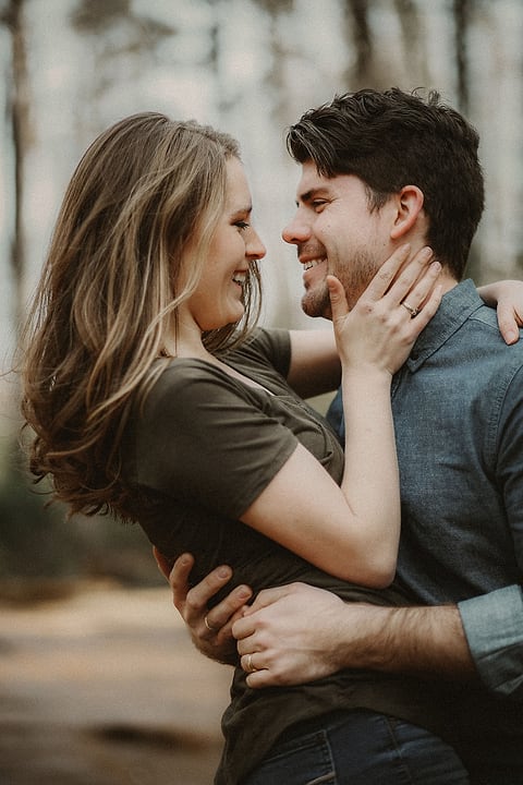 Couple sharing a close, candid moment