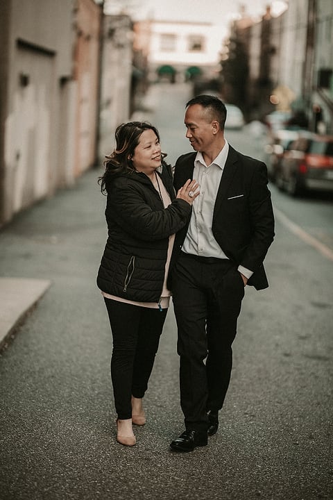 Stylish couple on a downtown street