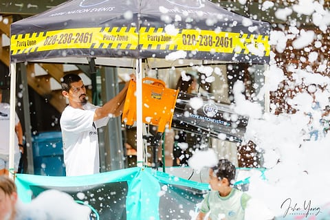 Event vendor tent at a foam party