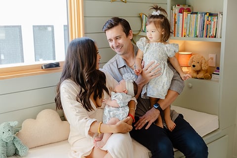 In-home family session with a new baby